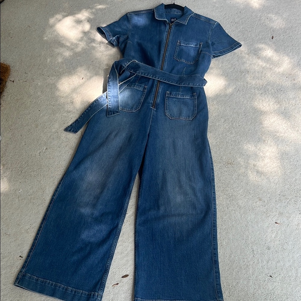 GAP Blue Denim Belted jumpsuit